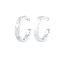 Elli Earrings Ladies Earcuff Set of 2 Organic Look Minimal Basic Adjustable in 925 Sterling Silver