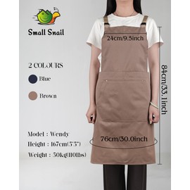 Small snail Artist Apron with Big Pocket Japanese Style Aprons Pottery Pianfore Art Apron Adult Painting Smock for Artistic Creation, Ceramics, Painting