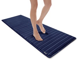 MICRODRY Extra Thick Modern Luxury Charcoal Infused Memory Foam Bath Mat Rug with, GripTex Skid Resistant Base, Absorbent, Easy Care, Fade & Pilling Resistant, SoftLux (Navy, 24x58)