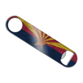 Rustic Arizona State Flag Distressed USA Stainless Steel Vinyl Covered Flat Bartender Speed Bar Bottle Opener