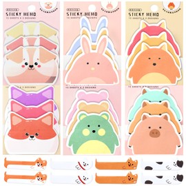 Sticky Notes, 270 Pcs Self-Stick Notes Set, Cute Animals Shaped Sticky Post Notes with 120 Pcs Index Tabs, Cartoon Sticky Notes for Home Office School Student Uses（60 * 50 cm）