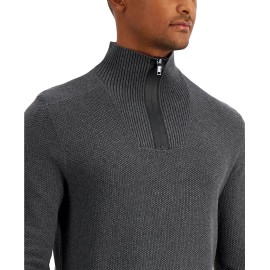 Alfani Men's Quarter-Zip Sweater, Charcoal[ M]