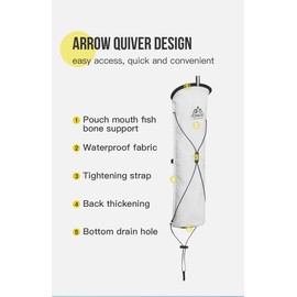 Lightweight External Hiking Pole Storage Bag Fish Bone Pocket Opening Tightening Buggy Bag aonijie (White)