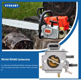 SYSKANT MS440 MS460 Carburetor for Stihl 044 046 MS440 MS460 Chainsaw Replace 1128 120 0625 with 0000 140 4407 Filter Fuel Filter kit