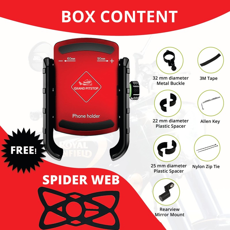 GRAND PITSTOP®Motorcycle Phone Holder Bike Phone Mount Compatible with 4"