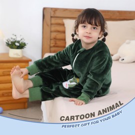 Sleeping Bag with Feet, Baby Pyjamas, Warm Flannel Winter Sleeping Bag, Romper with Zip, Winter Sleeping Bag with Legs, Sleeves, Pyjamas, Children's Sleepsuit, Girls, Boys, 0-6 Years, Dragon Dark