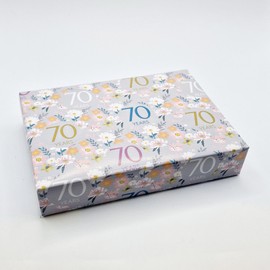 2 Sheets 70th Birthday Silver Grey Elegant Ladies Wrapping Paper Flowers Background 70 Years Female Giftwrap (PA)