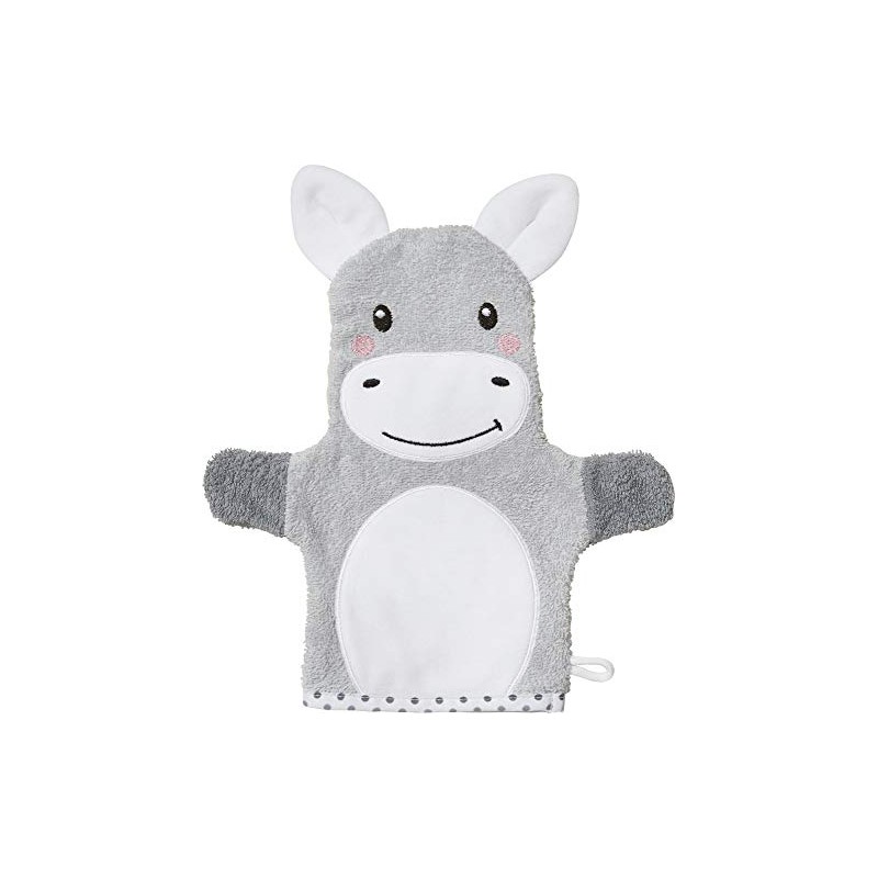 Erwin Müller Children's Wash Mitt 2-in-1 Donkey Walk Terry Grey