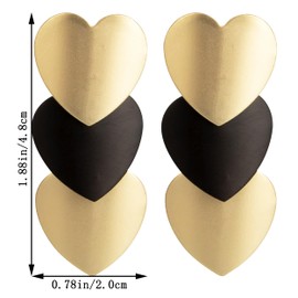 QUSIJIA Gold Black Fashion Long Statement Drop Earrings Multi Heart Drop Dangle Earrings Geometric Drop Earrings For Women (heart)