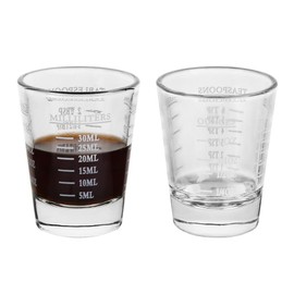BTGLLAS Set of 2 White Shot Glasses - Heavy Glass, Perfect for Measuring Espresso, Wine, and More 26-Incremental Measurement 1oz, 6 Tsp, 2 Tbs, 30ml (2, White)