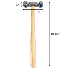 BENCH WIZARD 10" (25.4 cm) Texturing Hammer | 9 Interchangeable Design Heads | Solid Wood Handle | Includes 4" x 4" (10.16 cm x 10.16 cm) Polishing Pad | Versatile Metal Crafting Tool