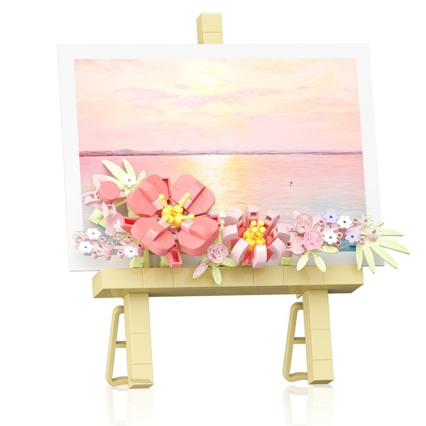 Vilbocr Mini Flower Building Bouquet Set, Block Easel for Desk