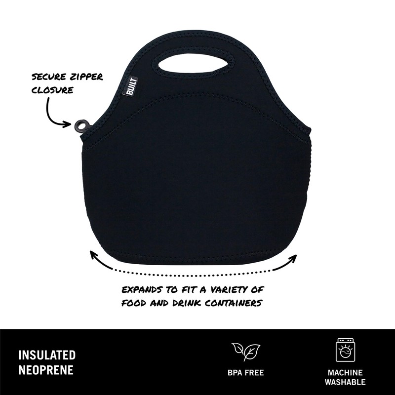 BUILT Gourmet Getaway Soft Neoprene Lunch Tote Bag Lightweight, Insulated