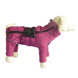 Warm Dog Coat Double Layers Dog Vest, 4 Legs Covered Windproof Waterproof Reflective Warm Dog Vest Outdoor Skating Dog Costume for Small Medium Large Dogs Purple L