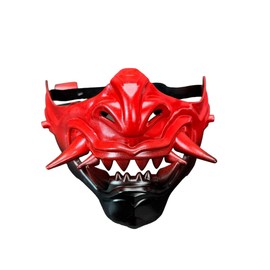 Beyond Collectibles Popular Japanese Monster Hannya Mask Demon Oni Samurai Half Face Shield (Red & Black), One size fit most