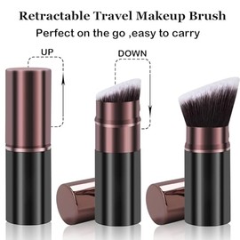 Keriloo Brocha De Maquillaje Kabuki Retráctil De Viaje, Ideal Para Polvos, Base De Maquillaje, Rubor Facial, Difuminado De Líquidos, Bronceadores, Pulido, Protector Solar Y Cosméticos Impecables.