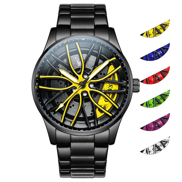 OLEVS Skeleton Waterproof Analog Quartz Metal Band Wrist Watch for