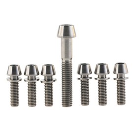 Dingtai 1pcs M6X35mm Titanium Bike Headset Bolt and 6pcs M5 x16 18 20mm Bike Stem Titanium Bolts (Titanium Color, M5x18mm)