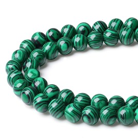XIANNVXI Malachite Beads 8mm Round Beads for Crafting,Malachite Crystal Beads for Jewellery Making,Loose Beads Gemstone Beads Stone Beads for Jewelry Making DIY Bracelet Beads 47 Pcs