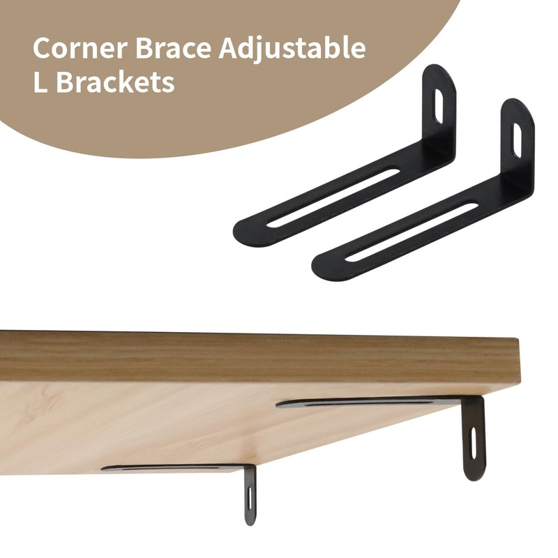 Dnyta 6 Pack Shelf Bracket L-Shape Corner Brace Adjustable L