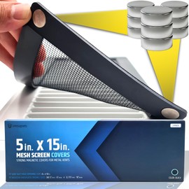 Powerful Magnetic Vent Screen Mesh Covers (3-Pack) That Will Never Move or Fall - for Floor, Wall & Ceiling Registers of Width 5" to 6", Length 15" to 16" - Super Strong Neodymium Magnets | Black