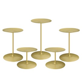 smtyle Gold Candle Holder for Pillar Candles Set of 5 Plate Centerpiece for Table or Floor with Iron