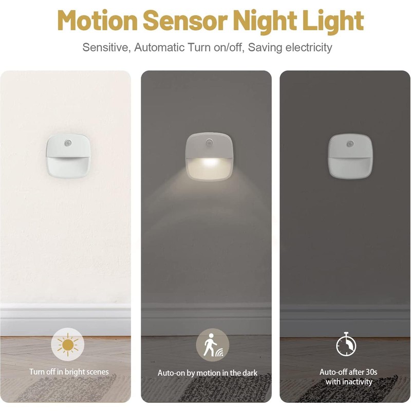 3pcs Wireless Battery Powered Motion Sensor Night Light 6.56ft Detecting