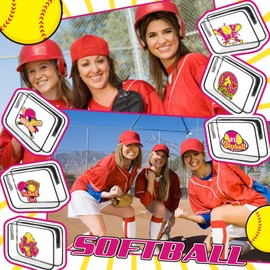 Sunnymove 12 Pcs Softball Gifts for Girls Women Softball Makeup Bag Bulk Clear PVC Cosmetic Case Sport Goodie Bag Waterproof Travel Toiletry Handbag for Team Gift Party Favors, 7.87 x 5.9 x 2.36''