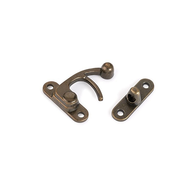 HIGHPOINT Hook Latch Large Antique Brass 1-Piece with Screws
