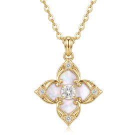 NORBU Gold Clover Necklace for Women, 18K Gold Plated Dainty CZ Lucky Four Leaf Clover Pendant Necklace, Adjustable Choker Chain Charm Necklace Jewelry Gift for Women, Style01
