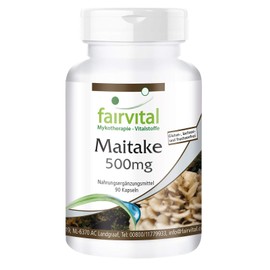 Fairvital Maitake Capsules - 500 mg Maitake Mushroom Powder per Capsule - High Dose - Grifola Frondosa - Vegan - 90 Capsules