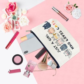 Cat Makeup Bags for Women, Cute Cat Themed Gifts for Girls, Small Cat Lover Travel Cosmetic Bag Zipper Pouch for Teens Daughter Sister Bestie, Funny Cat Birthday Gift (ZU-Cat Comestic Bag)