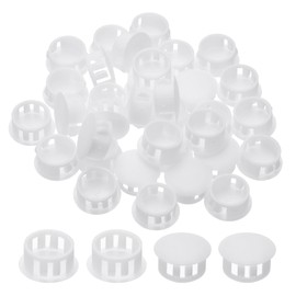 PATIKIL Plastic Hole Plugs, 48 Pcs 2/3"(17mm) Plastic Plugs Screw Hole Plug Snap Desk Grommet Buckle Knockout Locking Plugs Furniture Insert End Cap for Holes Kitchen Cabinet, White
