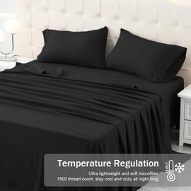 MICORAL Twin Bed Sheets Set, Soft Breathable Bedding Sheet Set, Sheets Set with 16" Deep Pocket Design (3 Pieces, Twin, Charcoal Black)