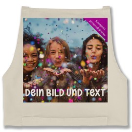 Geschenk mit Namen personalisiert by Shirtracer - Apron - Photo Image Text Adult - Photo Gift, 04 natural white
