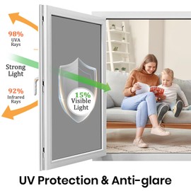 SUNBABY Window Privacy Film One Way, Reflective Mirror Window Tint for Home UV Heat Blocking, No Adhesive Static Cling, See Out Not in Daytime Privacy Glass Doors Cover, 3 Tools, Black, 17.5"x78.7"