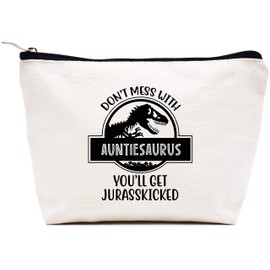 Don't Mess With Auntiesaurus You Will Get Jurasskicked – Funny Auntiesaurus Gift For Auntie - Aunt Gift For Wedding Anniversary Birthday Mothers day Christmas – Makeup Bag Cosmetic Bag Travel Pouch