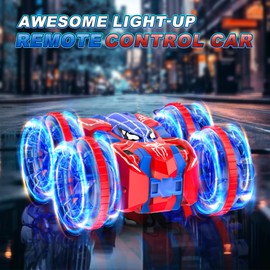 fygurso Waterproof Remote Control Car，4WD Amphibious 2.4 GHz RC Car Remote Control Boat，360°Rotation RC Stunt with LED Lights，Boys Girls Gifts All Terrain Water Beach Pool Toy