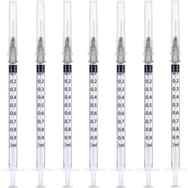 100 Pack - 1ml Syringes with Needle 27Ga, Individually Sealed Packaged