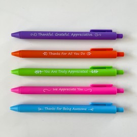 Jxueych 5pcs Funny Gel Pens Thanks Swear Word, Comfortable Writing Black Ink Medium Point 0.5 mm Gift Pretty Pens for Office Gifts (L)