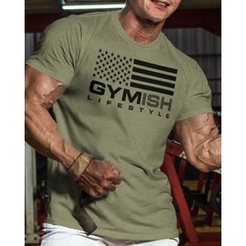 American Flag Shirt to Show Your Patriotism Men's Fitness T-Shirt (LG, American Flag Military Green)