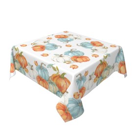 Fall Pumpkin Square Tablecloth 60 Inch Thanksgiving Watercolors Table Cover Maple Leaves Autumn Harvest Washable Decoration Tablecloth Indoor and Outdoor Dining Table Home Party Decor