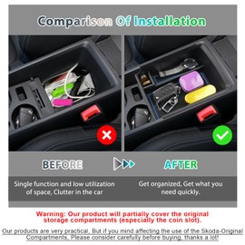 GAFAT GAFAT Kompatibel mit Skoda Kodiaq 2017-2023/ Karoq 2017-2024 Mittelkonsole Aufbewahrungsbox, Karoq Armlehne Organizer Tray Handschuhfach, Kodiaq Zubeh?r (Blau)