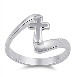 Sterling Silver Christian Cross Ring Gorgeous Faith Band Solid 925 Size 9