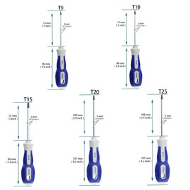bociloy 5Pcs Magnetic Torx Screwdrivers Set with Comfortable Handle, Steel Torx Driver Screwdriver Set Repair Tool, (T9, T10, T15, T20, T25), Blue
