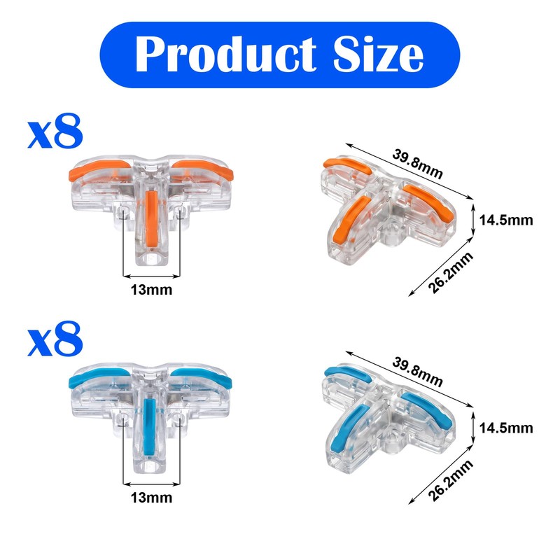 16 Pcs T Tap Wire Connectors for AWG 28-12 Wiring