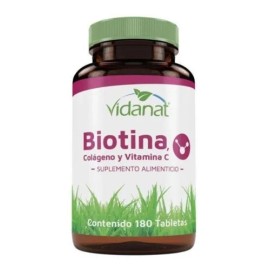 Biotina, Colágeno Y Vitamina C 180 Tabletas Vidanat Sabor Sin sabor