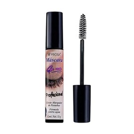 MASCARA PARA PESTAÑAS PROFESIONAL CON CEPILLO DE SILICONA PROSA 4-1 RESISTENTE AL AGUA, Black