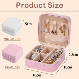iTYOOS Pack of 2 small jewellery boxes, travel jewellery boxes, mini travel jewellery box, jewellery box for earrings, rings, necklaces, jewellery storage