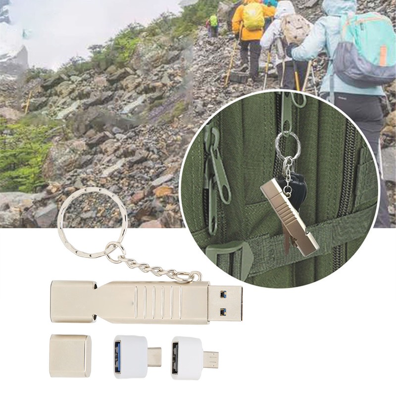 Whistle Flash Drive SOS Outdoor Waterproof USB3.0 120dB Sound Multifunction